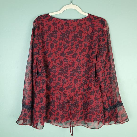 Motherhood Maternity Floral V-Neck Laced Blouse Size Medium - Picture 1 of 6
